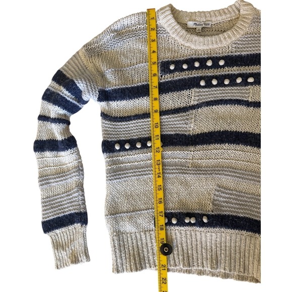 Madewell Striped Knit Sweater Women XS Blue White Textured Bobble Detail EUC - Picture 7 of 9